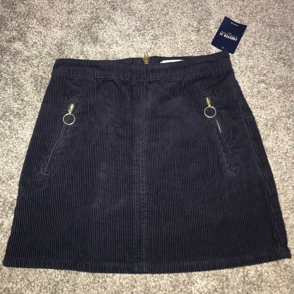 Forever 21 Navy Blue Corduroy Skirt - Picture 1 of 2